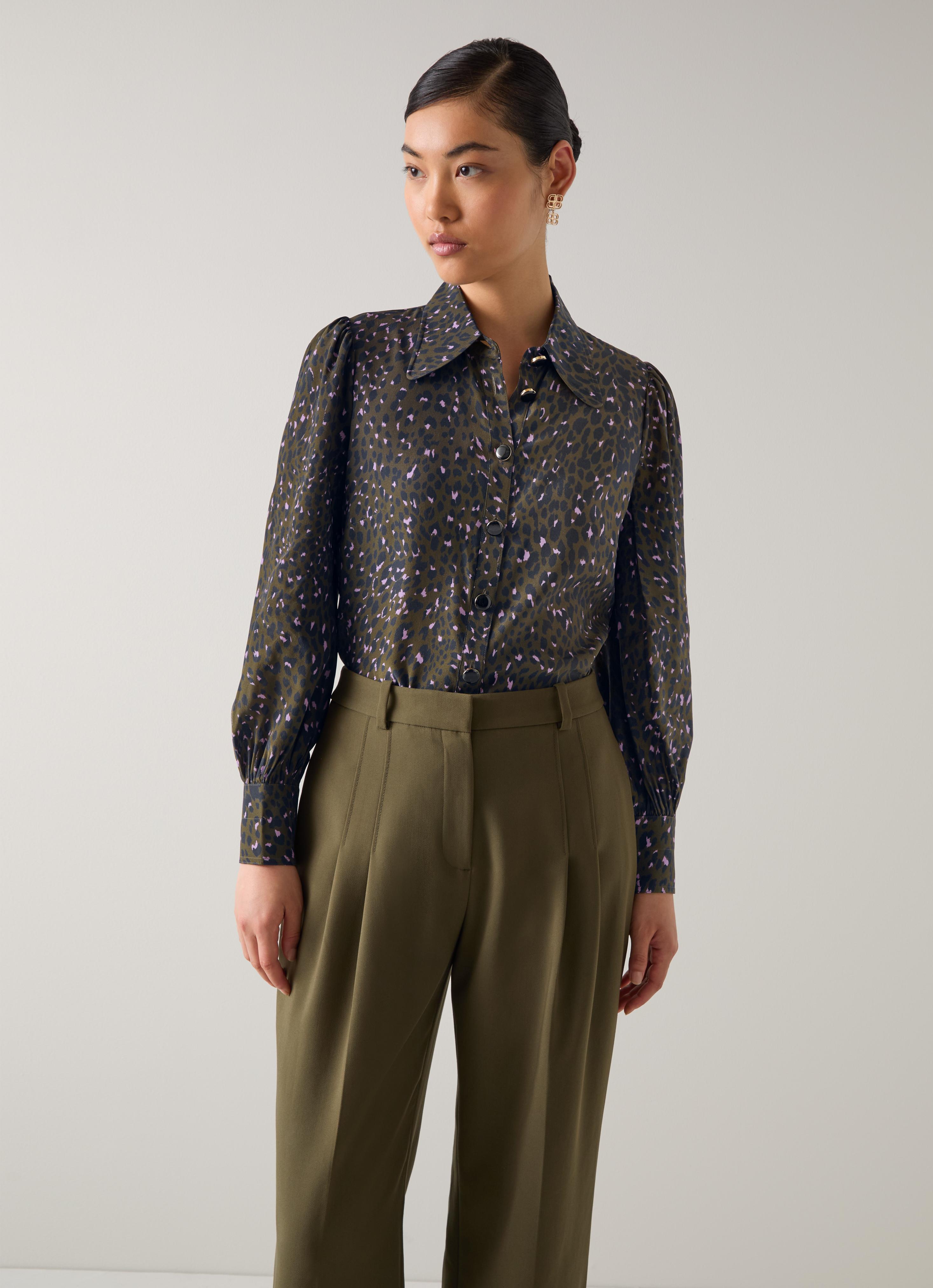 Sonya Green Multi Animal Print Silk Blouse | Clothing